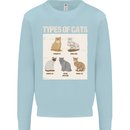 Types of Cat Persian Siamese British Bengal Mens Sweatshirt Jumper Light Blue