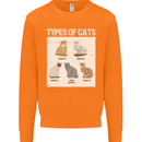 Types of Cat Persian Siamese British Bengal Mens Sweatshirt Jumper Orange