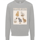 Types of Cat Persian Siamese British Bengal Mens Sweatshirt Jumper Sports Grey