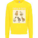 Types of Cat Persian Siamese British Bengal Mens Sweatshirt Jumper Yellow