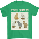 Types of Cat Persian Siamese British Bengal Mens T-Shirt Cotton Gildan Irish Green