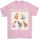 Types of Cat Persian Siamese British Bengal Mens T-Shirt Cotton Gildan Light Pink