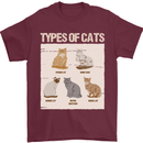 Types of Cat Persian Siamese British Bengal Mens T-Shirt Cotton Gildan Maroon