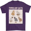Types of Cat Persian Siamese British Bengal Mens T-Shirt Cotton Gildan Purple