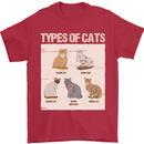 Types of Cat Persian Siamese British Bengal Mens T-Shirt Cotton Gildan Red