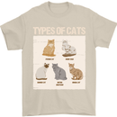 Types of Cat Persian Siamese British Bengal Mens T-Shirt Cotton Gildan Sand