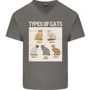 Types of Cat Persian Siamese British Bengal Mens V-Neck Cotton T-Shirt Charcoal