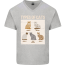 Types of Cat Persian Siamese British Bengal Mens V-Neck Cotton T-Shirt Sports Grey