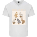 Types of Cat Persian Siamese British Bengal Mens V-Neck Cotton T-Shirt White