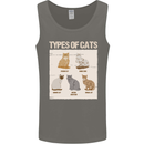 Types of Cat Persian Siamese British Bengal Mens Vest Tank Top Charcoal
