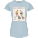 Types of Cat Persian Siamese British Bengal Womens Petite Cut T-Shirt Light Blue