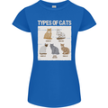 Types of Cat Persian Siamese British Bengal Womens Petite Cut T-Shirt Royal Blue