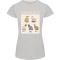 Types of Cat Persian Siamese British Bengal Womens Petite Cut T-Shirt Sports Grey