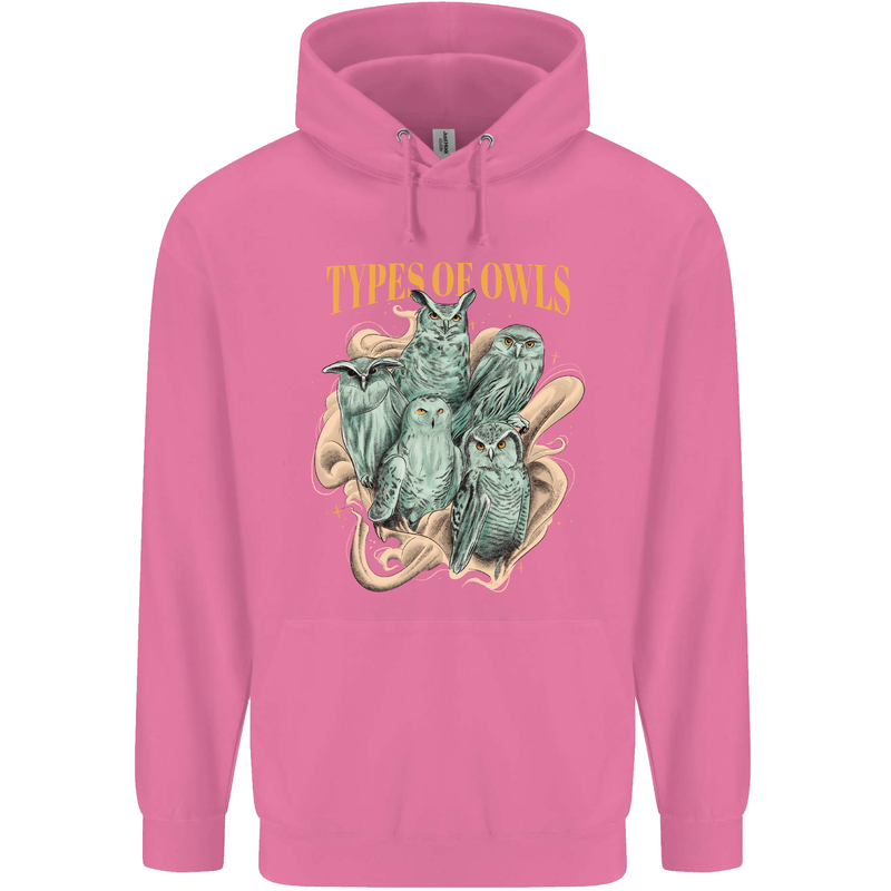 Types of Owls Species Childrens Kids Hoodie Azalea
