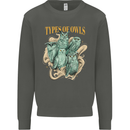Types of Owls Species Kids Sweatshirt Jumper Storm Grey