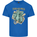 Types of Owls Species Mens Cotton T-Shirt Tee Top Royal Blue