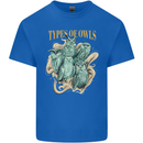 Types of Owls Species Mens Cotton T-Shirt Tee Top Royal Blue