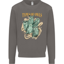 Types of Owls Species Mens Sweatshirt Jumper Charcoal