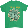 Types of Owls Species Mens T-Shirt 100% Cotton Irish Green