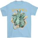 Types of Owls Species Mens T-Shirt 100% Cotton Light Blue