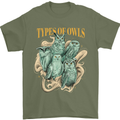 Types of Owls Species Mens T-Shirt 100% Cotton Military Green