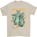 Types of Owls Species Mens T-Shirt 100% Cotton Sand
