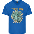 Types of Owls Species Mens V-Neck Cotton T-Shirt Royal Blue