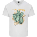 Types of Owls Species Mens V-Neck Cotton T-Shirt White