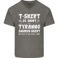 Tyrannosaurus Rex Dinosaur T-Rex Funny Mens V-Neck Cotton T-Shirt Charcoal