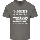 Tyrannosaurus Rex Dinosaur T-Rex Funny Mens V-Neck Cotton T-Shirt Charcoal