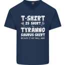 Tyrannosaurus Rex Dinosaur T-Rex Funny Mens V-Neck Cotton T-Shirt Navy Blue