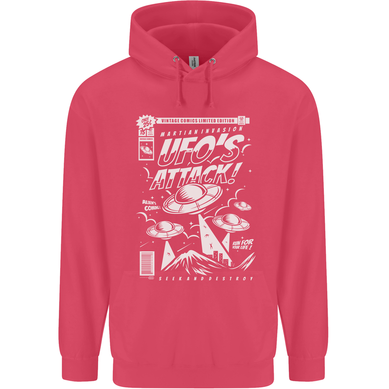 UFO's Attack! Aliens Out of Space Childrens Kids Hoodie Heliconia