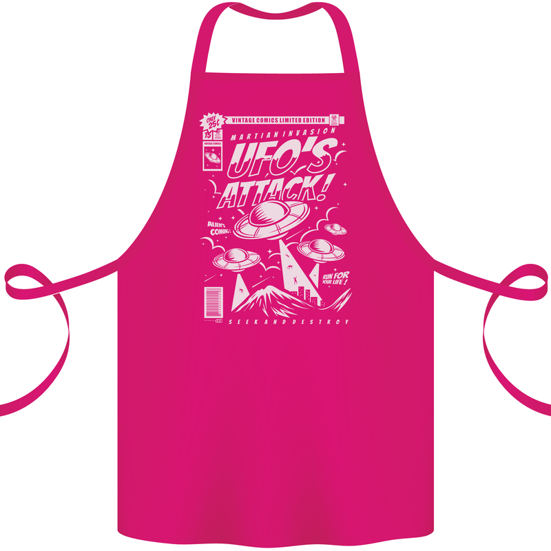 UFO's Attack! Aliens Out of Space Cotton Apron 100% Organic Pink
