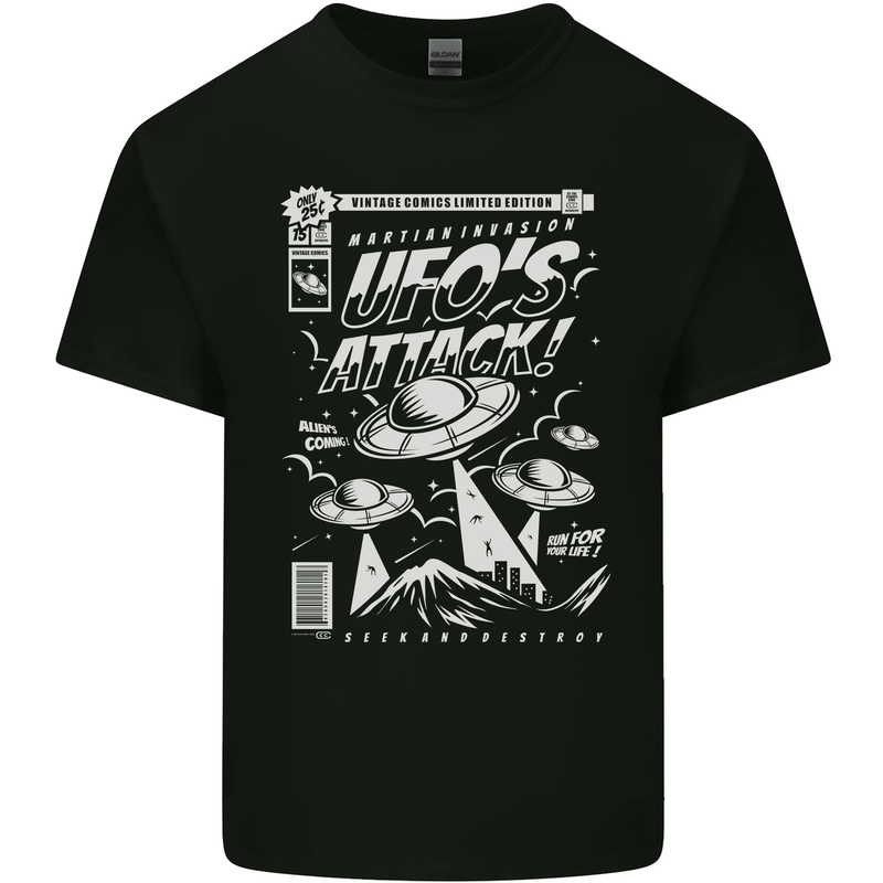 UFO's Attack! Aliens Out of Space Kids T-Shirt Childrens Black