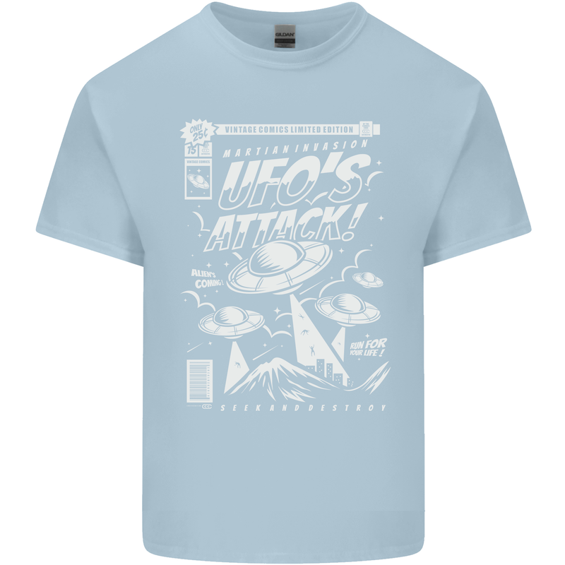 UFO's Attack! Aliens Out of Space Kids T-Shirt Childrens Light Blue