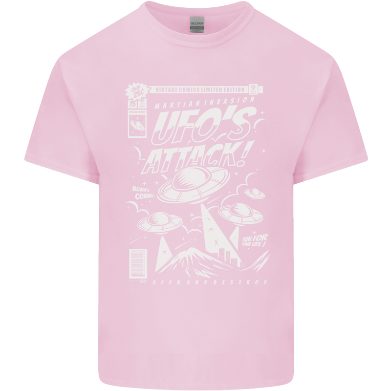 UFO's Attack! Aliens Out of Space Kids T-Shirt Childrens Light Pink