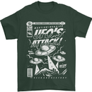 UFO's Attack! Aliens Out of Space Mens T-Shirt Cotton Gildan Forest Green