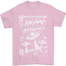 UFO's Attack! Aliens Out of Space Mens T-Shirt Cotton Gildan Light Pink