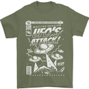UFO's Attack! Aliens Out of Space Mens T-Shirt Cotton Gildan Military Green