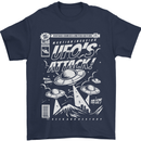 UFO's Attack! Aliens Out of Space Mens T-Shirt Cotton Gildan Navy Blue