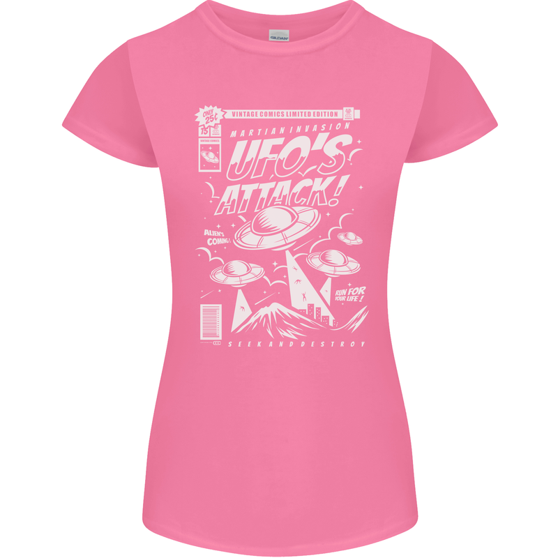 UFO's Attack! Aliens Out of Space Womens Petite Cut T-Shirt Azalea