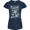 UFO's Attack! Aliens Out of Space Womens Petite Cut T-Shirt Navy Blue