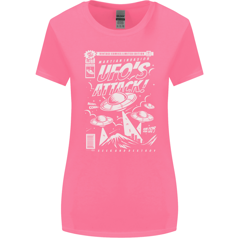 UFO's Attack! Aliens Out of Space Womens Wider Cut T-Shirt Azalea
