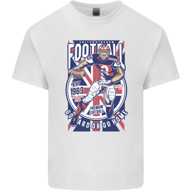 UK American Football Player Mens Cotton T-Shirt Tee Top White