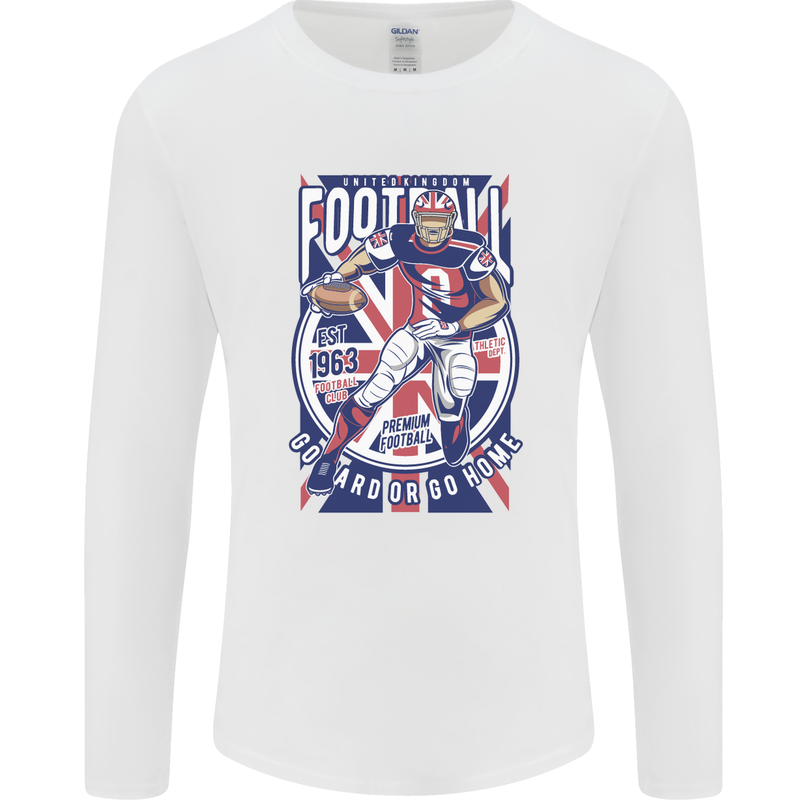 UK American Football Player Mens Long Sleeve T-Shirt White