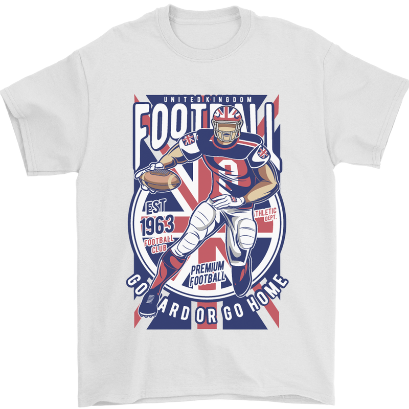 UK American Football Player Mens T-Shirt Cotton Gildan White
