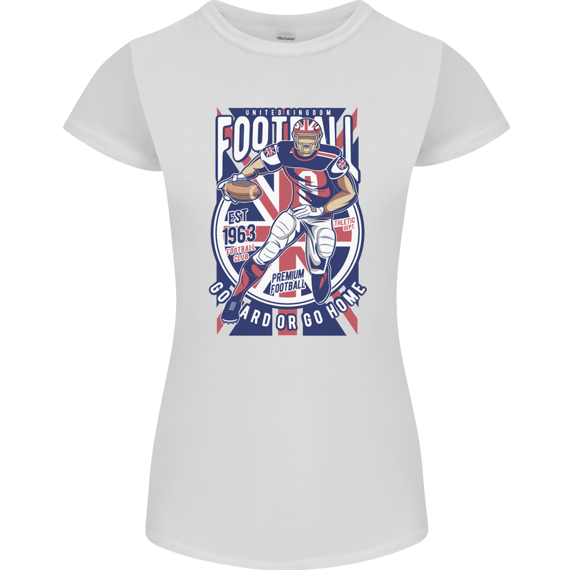 UK American Football Player Womens Petite Cut T-Shirt White