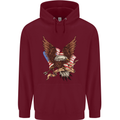 USA Eagle Flag America Patriotic July 4th Childrens Kids Hoodie Maroon