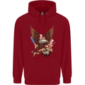 USA Eagle Flag America Patriotic July 4th Childrens Kids Hoodie Red