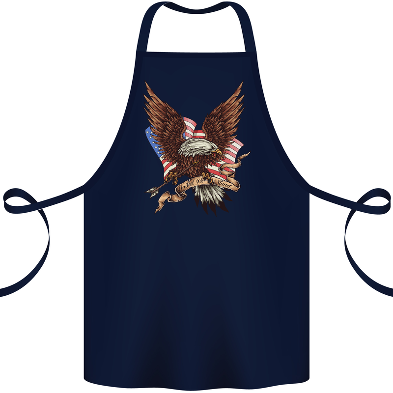 USA Eagle Flag America Patriotic July 4th Cotton Apron 100% Organic Navy Blue